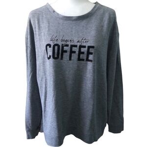 Crewneck Gray Sweatshirt Life Begins After Coffee Size Large